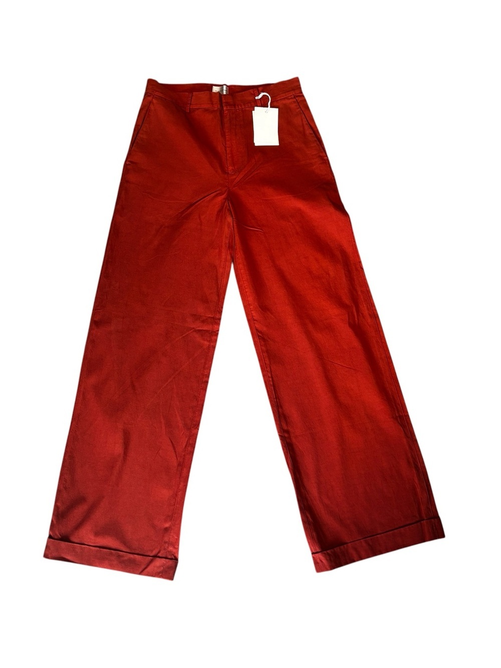 Gant Wide-Leg High-Rise Pants in Brick Red - Picture 2 of 4